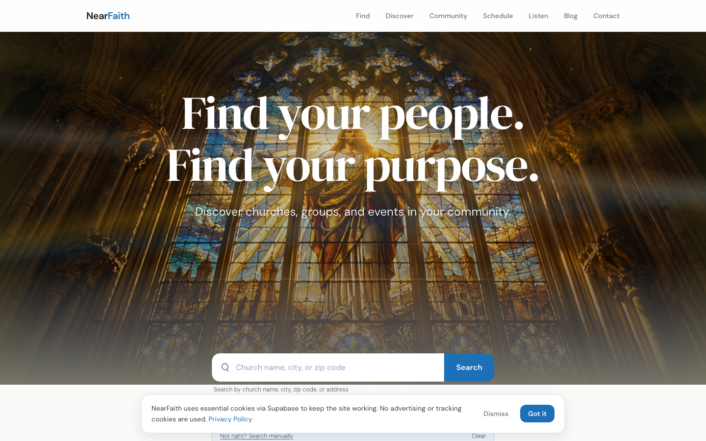 NearFaith — nationwide church directory